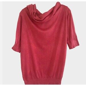 DKNY L 85% Silk 15% Cashmere Soft Supple Knit Top Bubble Hem Tunic Pink Coral
